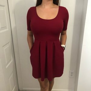 Lush A-line Skirt Dress Maroon